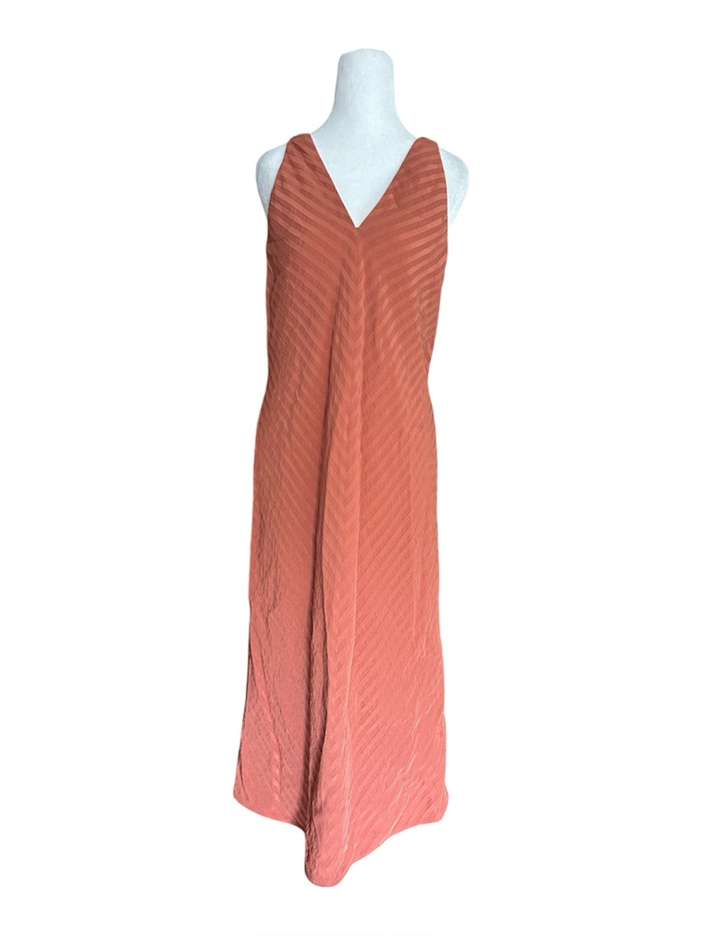 Everlane The City Stripe Midi Dress Redwood Orange V-Neck Size 0 - Picture 2 of 10